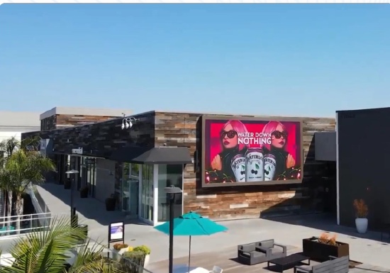 Commercial property with an outdoor LED display at the entrance