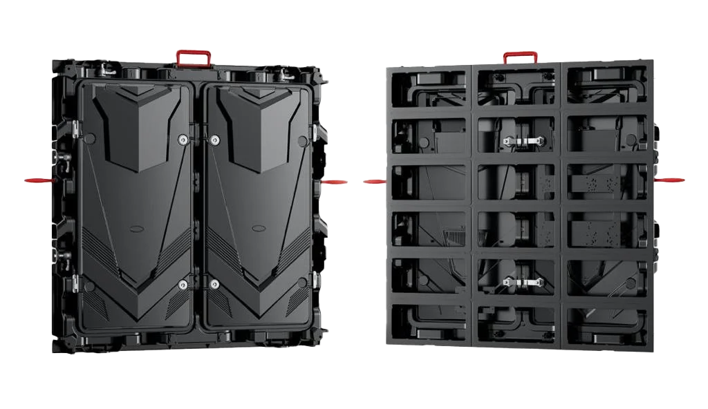 LK-FA outdoor cabinet shown from the enclosed and structural sides