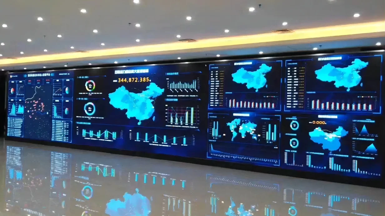 Ultra-fine-pitch LED display wall in a command-centre environment